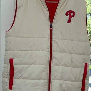 Cream and Red Puffer Vest